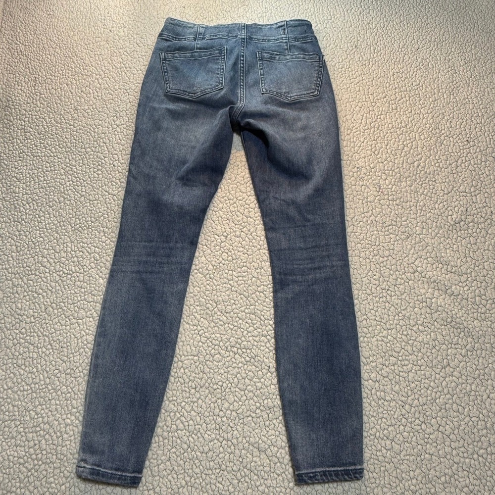 Anthropologie Pilcro High Rise Skinny Jeans Blue Denim Button Detail Women 25